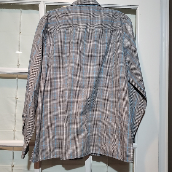 Foxcroft Button down Wrinkle Free Black white blue plaid sz12 - Picture 3 of 4